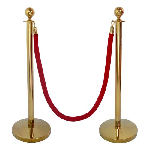 Gold Crown Top Decorative Rope Safety Queue Stanchion Barrier in 3 pcs Set VIP Crowd Control 96 Burgundy Velvet
