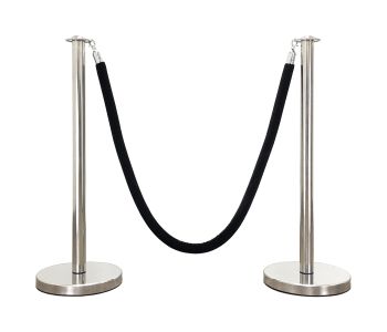 Flat Top Decorative Mirror Rope Safety Queue Stanchion Barrier in 3 pcs Set