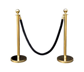 Crown Top Decorative Gold Rope Safety Queue Stanchion Barrier in 3 pcs Set