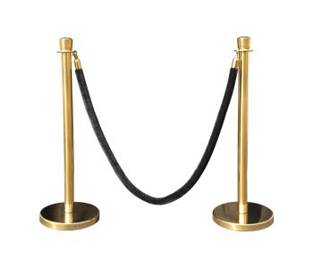 Taper Top Decorative Gold Rope Safety Queue Stanchion Barrier in 3 pcs Set