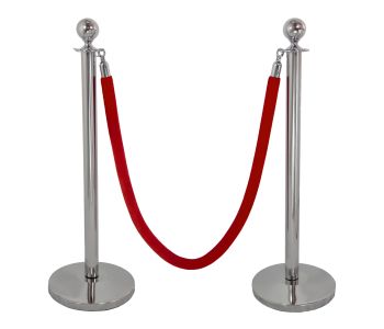 Crown Top Decorative Mirror Rope Safety Queue Stanchion Barrier With DOMED Base In 3 Pcs Set