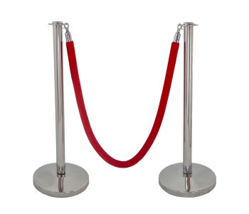 Flat Top Decorative Mirror Rope Safety Queue Stanchion Barrier with DOMED Base in 3 pcs Set