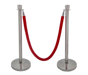 Taper Top Decorative Mirror  Rope Safety Queue Stanchion Barrier with DOMED Base in 3 pcs Set